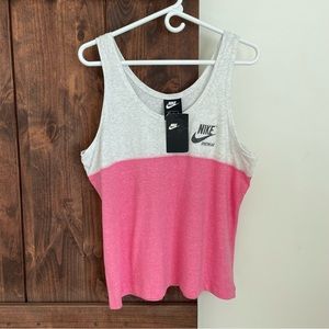 Nike Sportswear Tank Womens XL pink Colorblock Vtg Logo Athletic New